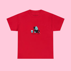 Pushy Cat Cotton T-Shirt - www.thelineahome.nl - Cherry Red