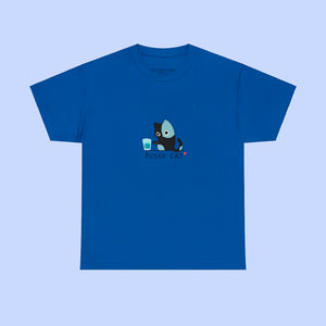 Pushy Cat Cotton T-Shirt - www.thelineahome.nl - Nippon Blue