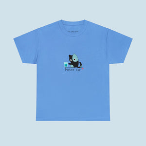 Pushy Cat Cotton T-Shirt - www.thelineahome.nl - Cerulean Blue