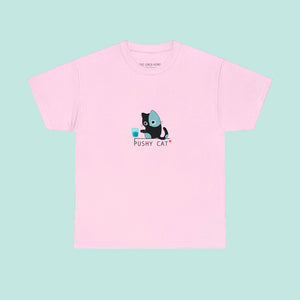 Pushy Cat Cotton T-Shirt - www.thelineahome.nl - Sakura Pink
