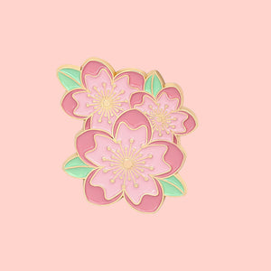 Spring Cherry Blossom Enamel Pins - www.thelienahome.nl - Pink Blossom