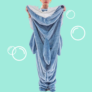 Sammie Shark Flannel Blanket Onesie - The Linea Home - Kawaii Home Apparel - Shark Blanket