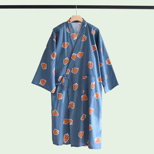 Sweet Ichigo Yukata Pyjamas - www.thelineahome.nl - Kawaii Home Apparel - Muted blue