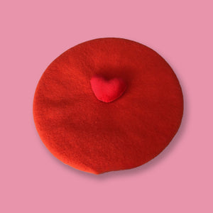 Sweetheart Wool Felt Beret - www.thelineahome.nl - Cherry Red