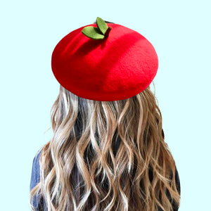 Kudamono Wool Felt Beret - The Linea Home - Kawaii Accessories - Hats - Strawberry Red 
