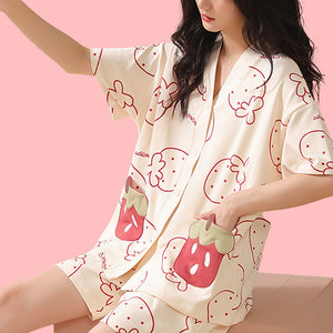 Sweet Ichigo Pyjamas - The Linea Home - Kawaii Homeware - Sleepwear - Cute Strawberry Patterns 