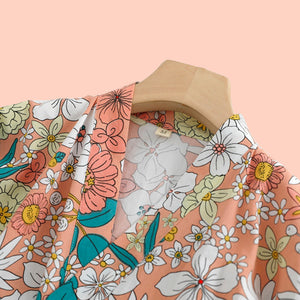Haru Blossom Kimono - The Linea Home - Kawaii Home Appareial - Floral Design - Collar Detail