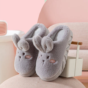 Marshmallow Bunny Slippers - The LInea Home - Fluffy Winter Slippers - Fluffy Grey