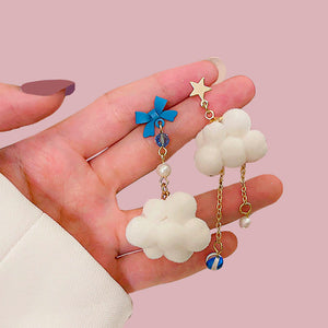 Cotton Cloud Earrings - The Linea Home - Kawaii Accessories - Super Cute - Sterling Silver