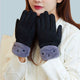 Fluffy Bear Vegan Suede Gloves - The Linea Home - Kawaii Apparel - Snow Gloves for winter - Cute Design