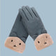 Fluffy Bear Vegan Suede Gloves - The Linea Home - Kawaii Apparel - Snow Gloves for winter - Cute Design - Teal Blue Bear