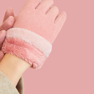 Fluffy Bear Vegan Suede Gloves - The Linea Home - Kawaii Apparel - Snow Gloves for winter - Cute Design