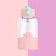 Peek A Boo Bear Water Bottle - The Linea Home - Glass Bottle - Less Plastic - Strawberry Pink