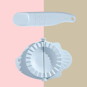 Gyoza Dumpling Mould Maker - The Linea Home - Wheat Straw and PP - product is recycable - Simple to use - FREE spoon for filler - Powder Blue