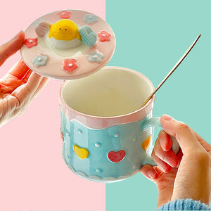 Strawberry Cheesscake & Mango Pudding Coffee Mugs - The Linea Home - 3D kawaii coffee mugs - pastel colours
