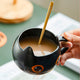 Enchanted Cat Coffee Mug - The Linea Home - Halloween Witch Cat Tea Cup with cool skull teaspoon