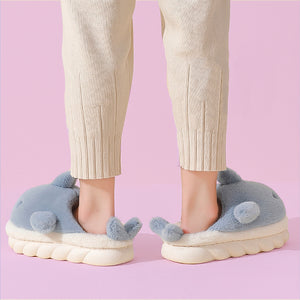 FLUFFY SAMMIE SHARK SLIPPERS - THE LINEA HOME - PLUSHY SLIPPERS FOR THIS WINTER - OCEAN BLUE