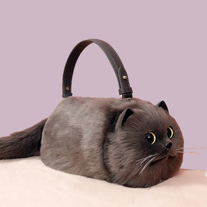 Purrfect Little Handbag - The Linea Home - Kawaii Accessories - Handmade 100% Vegan Handbags - Bag - Grey Short Hair Cat