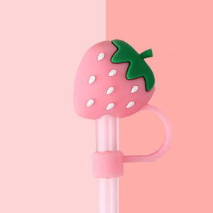 Kawaii Drinking Straw Topper - The Linea Home - Straw Cap - Cute Homeware - Pink Strawberry