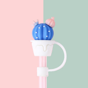 Kawaii Drinking Straw Topper - The Linea Home - Straw Cap - Cute Homeware - Blue Succulent