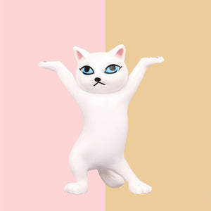 Dance Dance Kitty Cat Holder - The Linea Home - White Cat