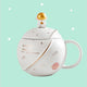 Love You To The Moon and Back Coffee Mug - The Linea Home - Kawaii Gift Idea - Kawaii Coffee Mug Idea with Spoon - Cosmos White