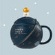 Love You To The Moon and Back Coffee Mug - The Linea Home - Kawaii Gift Idea - Kawaii Coffee Mug Idea with Spoon - Midnight Blue