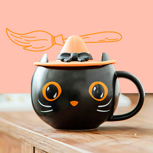 Enchanted Cat Coffee Mug - The Linea Home - Halloween Witch Cat Tea Cup 