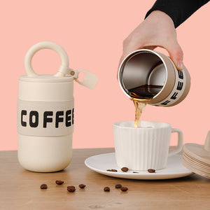 Stainless Steel Coffee Padlock Travel Cup - The Linea Home - Kawaii Homeware - Travel Mug