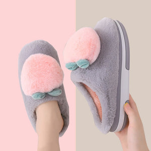Peachy Fluffy Slippers - The Linea Home - Sneaker sole - Grey Peach 