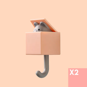 Peek A Boo Tidy Hooks - Set of 2 - The Linea Home - Kawaii Homeware - Peachy Cat