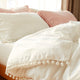 Cotton Linen Pom Pom Bedding Set - The Linea Home - Cotton White