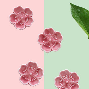 Sakura Chopstick Stands - The Linea Home - Set of 4 in PINK - Cherry Blossom Design - Ceramic