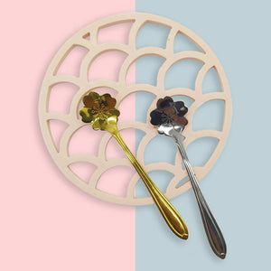 Sakura Teaspoons - The Linea Home - Stainless Steel - Coffee and Tea Accessories - Sakura and Rose Gold - Gold and Silver
