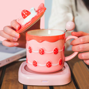 Strawberry Cheesscake & Mango Pudding Coffee Mugs - The Linea Home - 3D kawaii coffee mugs - pastel colours
