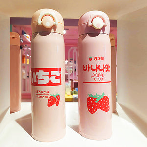 STRAWBERRY THERMOS - THE LINEA HOME - THERMAL DRINK FLASKS IN PINK - JAPANESE AND KOREAN VERSION