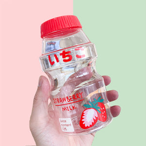 Yakult Water Bottle - The Linea Home - Recyclable Kawaii Water Bottle - Transparent Strawberry Red